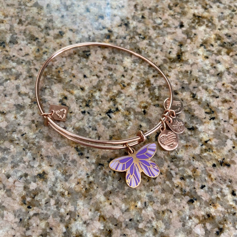 Alex and Ani purple butterfly bracelet